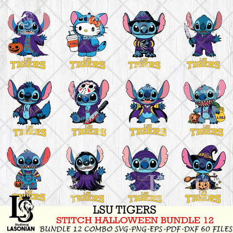 LSU Tigers Stitch Horror Bundle 12 SVG Svg Eps Dxf Png File, NCAA svg, Digital Download, Instant Download