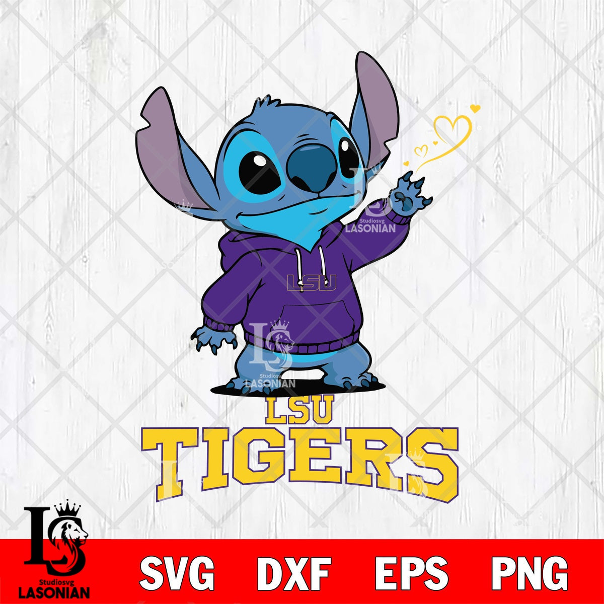 LSU Tigers Stitch Magic Heart File cut , Football Criucut , Digital ...