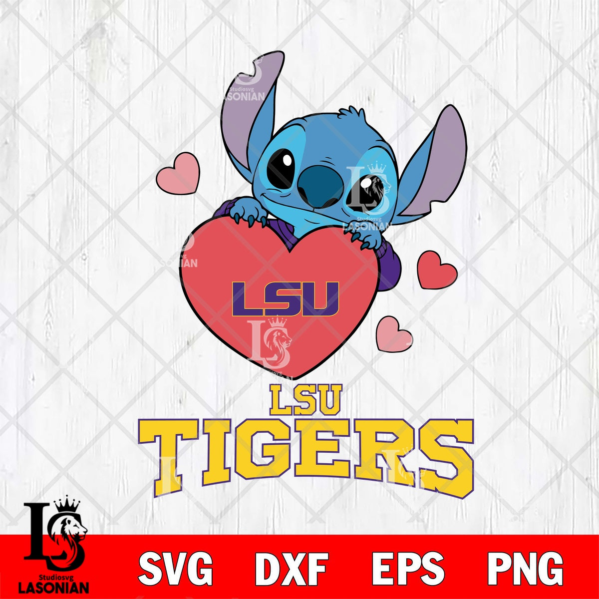 LSU Tigers Stitch hugging heart File cut , Football Criucut , Digital ...