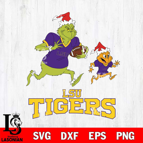 LSU Tigers The Grinch & Max Football Cricut,Christmas SVG DXF EPS PNG FILE, NCAA Digital Download,Instant Download, Silhouette