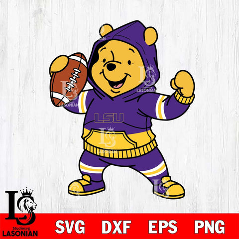 LSU Tigers Winnie The Pooh Disney Football Christmas File Cut, NCAA SVG DXF EPS PNG FILE, Digital Download , Criucut , Silhouette