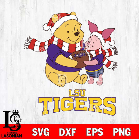 LSU Tigers Winnie the Pooh & Piglet Football Cricut,Christmas SVG DXF EPS PNG FILE, NCAA Digital Download,Instant Download, Silhouette