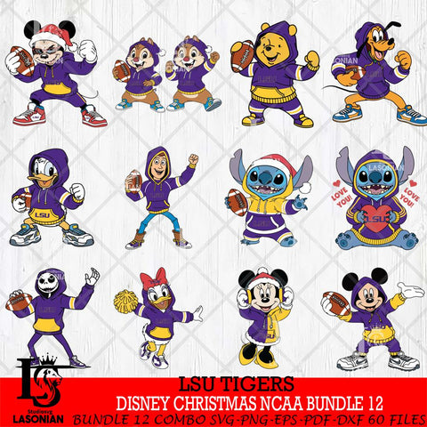 LSU Tigers  Disney christmas NCAA Bundle File Cut, Bundle NCAA SVG DXF EPS PNG FILE, Digital Download , Criucut , Silhouette