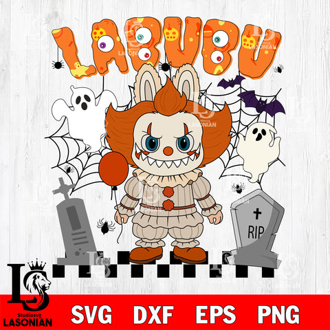 Labubu Pennywise Halloween SVG DXF EPS PNG FILE, Halloween File Cut, Digital Download,Instant Download, Silhouette, Cricut