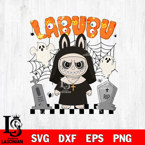 Labubu Valak The Nun Halloween SVG DXF EPS PNG FILE, Halloween File Cut, Digital Download,Instant Download, Silhouette, Cricut