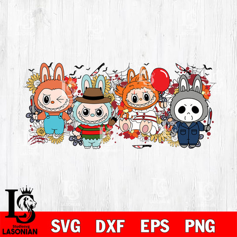 Labubu creepy horror film SVG DXF EPS PNG FILE,Halloween File Cut, NCAA Digital Download,Instant Download,Christmas Silhouette