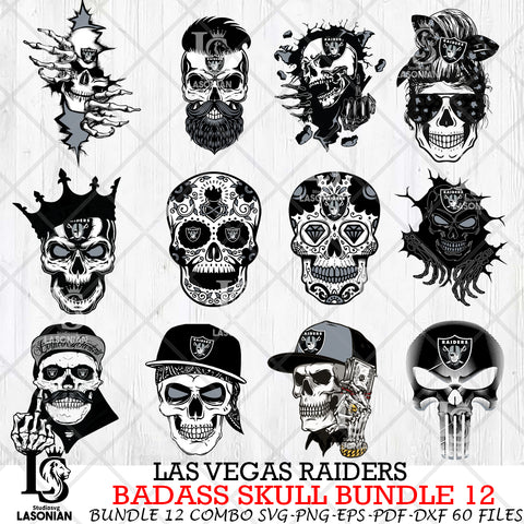 Las Vegas Raiders Badass Skull Bundle SVG