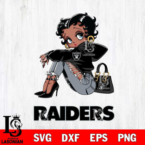 Las Vegas Raiders Betty Boop Black Fan Girl Svg Eps Dxf Png File, Digital Download, Instant Download