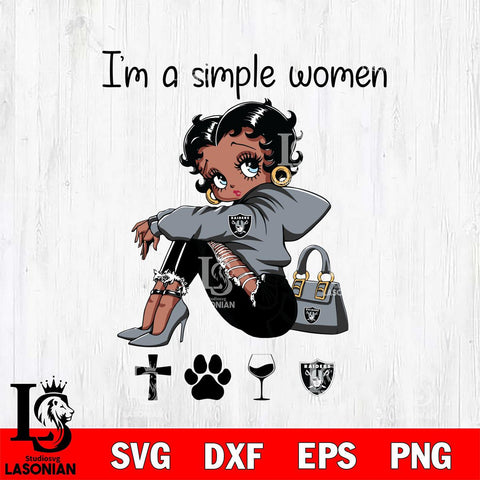 Las Vegas Raiders Betty Boop Black Fan I Am Simple Women Svg Eps Dxf Png File, Digital Download