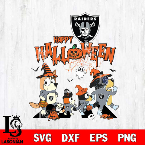 Las Vegas Raiders Bluey Halloween Family Svg Eps Dxf Png File, Digital Download, Instant Download