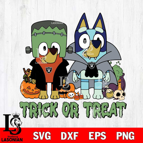 Las Vegas Raiders Bluey Halloween Trick or Treat Svg Eps Dxf Png File, Digital Download, Instant Download