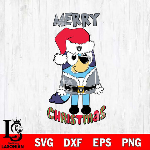 Las Vegas Raiders Bluey Merry Christmas Bluey Santa Claus Svg Eps Dxf Png File, Digital Download