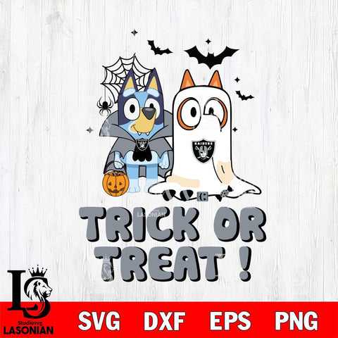 Las Vegas Raiders Bluey Trick or Treat Halloween Svg Eps Dxf Png File, Digital Download, Instant Download