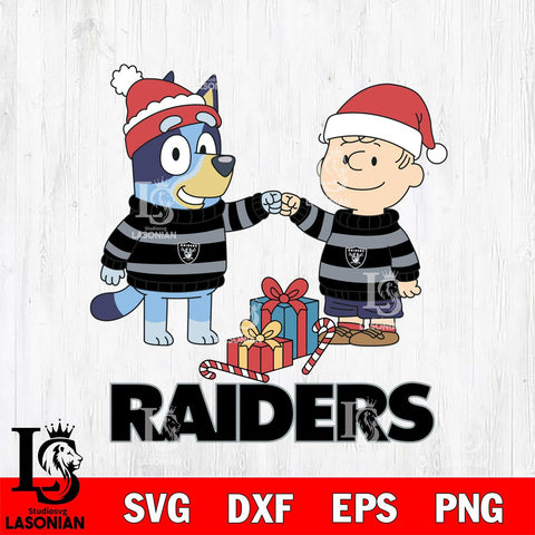 Las Vegas Raiders Bluey With Charlie Brown Christmas Cricut,Christmas SVG DXF EPS PNG FILE, Digital Download,Instant Download, Silhouette