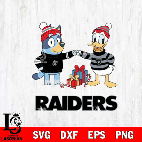 Las Vegas Raiders Bluey With Donald Duck Christmas Cricut,Christmas SVG DXF EPS PNG FILE, Digital Download,Instant Download, Silhouette