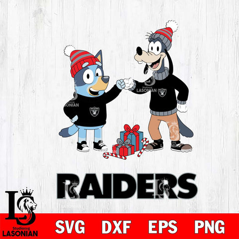 Las Vegas Raiders Bluey With Goofy Christmas Cricut,Christmas SVG DXF EPS PNG FILE, Digital Download,Instant Download, Silhouette