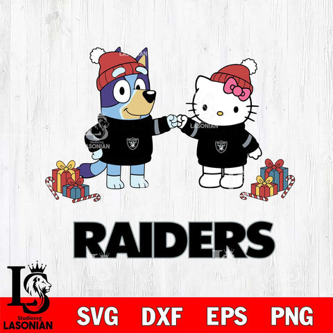 Las Vegas Raiders Bluey With Hello kitty Christmas Cricut,Christmas SVG DXF EPS PNG FILE, Digital Download,Instant Download, Silhouette
