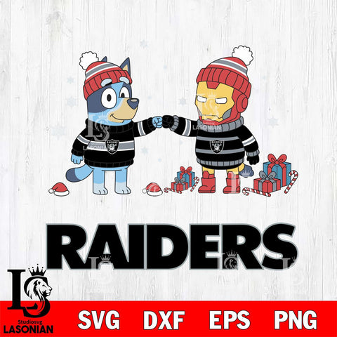 Las Vegas Raiders Bluey With Iron man Christmas Cricut,Christmas SVG DXF EPS PNG FILE, Digital Download,Instant Download, Silhouette