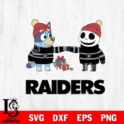 Las Vegas Raiders Bluey With Jack Skellington Christmas Cricut,Christmas SVG DXF EPS PNG FILE, Digital Download,Instant Download, Silhouette