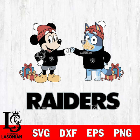 Las Vegas Raiders Bluey With Mickey Christmas Cricut,Christmas SVG DXF EPS PNG FILE, Digital Download,Instant Download, Silhouette