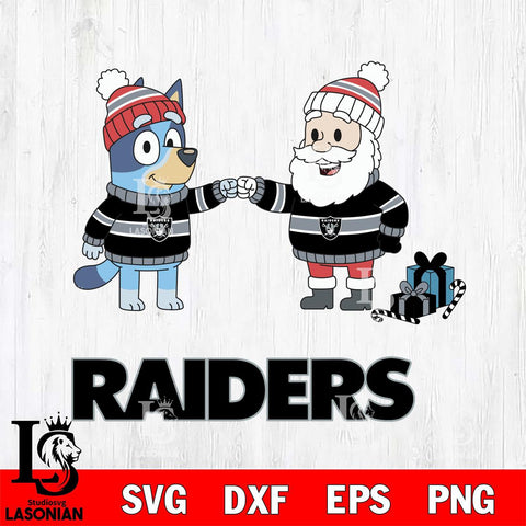 Las Vegas Raiders Bluey With Satan Christmas Cricut,Christmas SVG DXF EPS PNG FILE, Digital Download,Instant Download, Silhouette