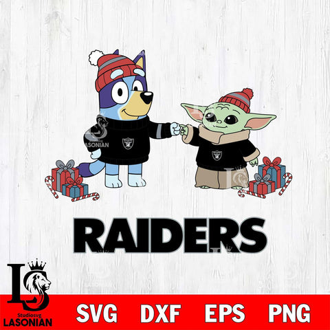 Las Vegas Raiders Bluey With Yoda Christmas Cricut,Christmas SVG DXF EPS PNG FILE, Digital Download,Instant Download, Silhouette