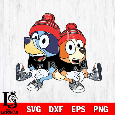 Las Vegas Raiders Bluey & Bingo Christmas Svg Eps Dxf Png File, Digital Download, Instant Download