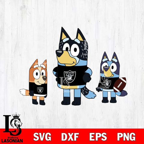 Las Vegas Raiders Bluey svg , Bluey family NFL Svg Eps Dxf Png File, Digital Download, Instant Download