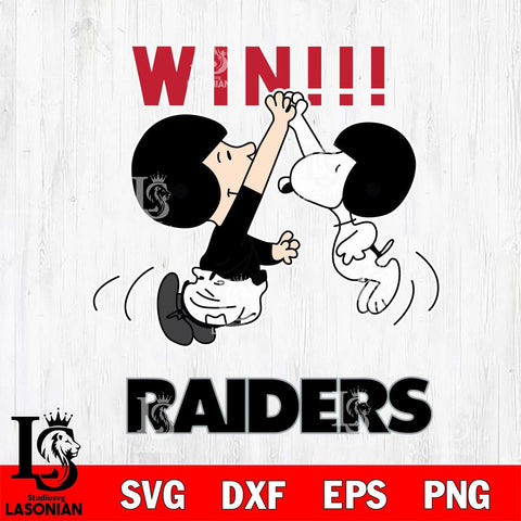 Las Vegas Raiders Charlie Brown and Snoopy Win Svg Eps Dxf Png File, NFL svg , Digital Download , Instant Download, Cricut File
