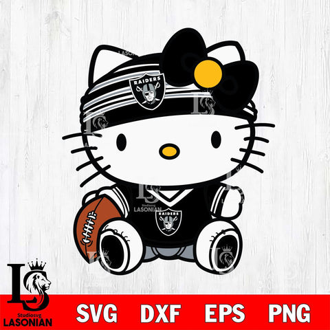 Las Vegas Raiders Cute Hello Kitty Football 12 Svg Eps Dxf Png File, NFL svg, Digital Download, Instant Download