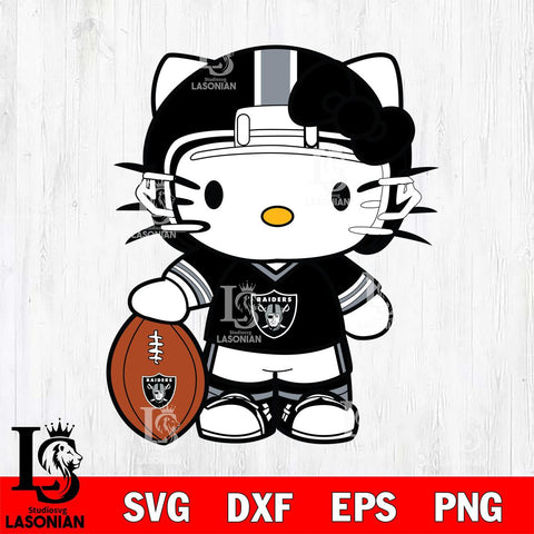Las Vegas Raiders Cute Hello Kitty Football 3 Svg Eps Dxf Png File, NFL svg, Digital Download, Instant Download
