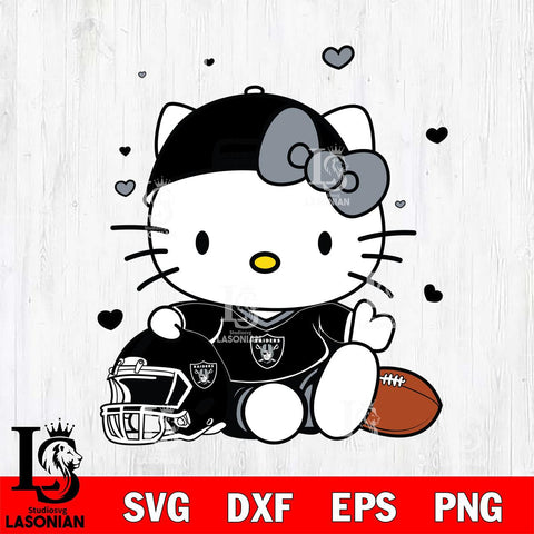 Las Vegas Raiders Cute Hello Kitty Football Svg Eps Dxf Png File, NFL svg, Digital Download, Instant Download