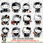 Las Vegas Raiders Cute Hello Kitty NFL Bundle 12 SVG Svg Eps Dxf Png File, NFL svg, Digital Download, Instant Download