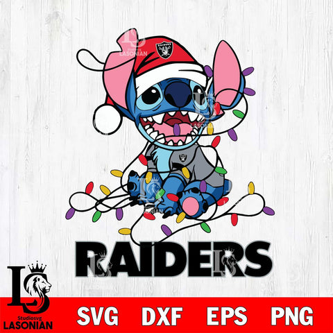 Las Vegas Raiders Cute Stitch Christmas Svg