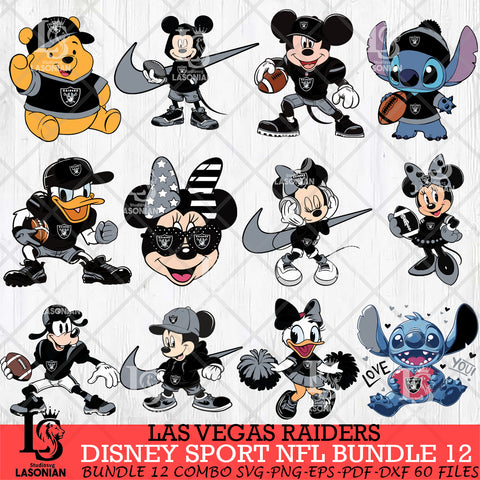 Las Vegas Raiders Disney NFL Bundle 12 Svg Eps Dxf Png File, Digital Download, Instant Download