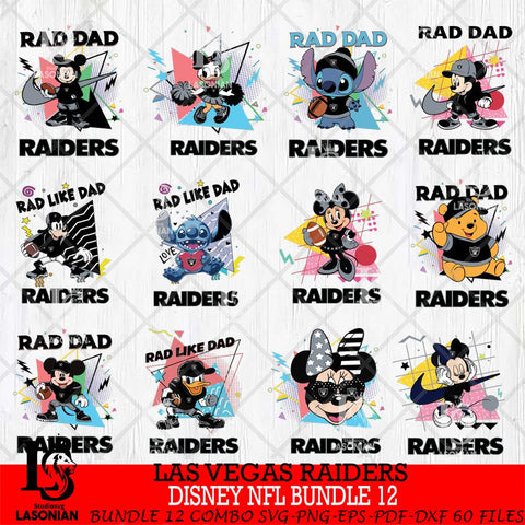 Las Vegas Raiders Disney Rad Dad NFL Bundle 12 SVG DXF EPS PNG FILE, Father day File Cut,Digital Download,Instant Download,Disney Svg Files