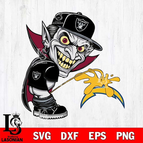 Las Vegas Raiders Dracula Piss On Los Angeles Chargers Svg Eps Dxf Png File, Digital Download, Instant Download