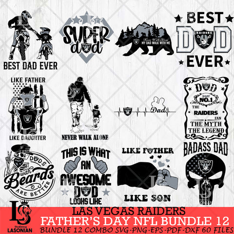 Las Vegas Raiders Fathers Day NFL Bundle 12 Svg Eps Dxf Png File, Digital Download, Instant Download