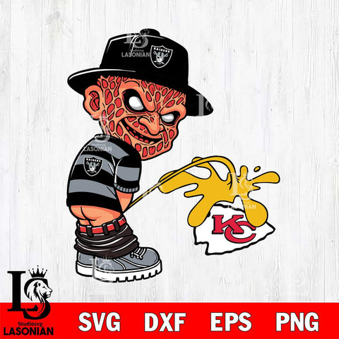 Las Vegas Raiders Freddy Krueger Piss On Kansas City Chiefs Svg Eps Dxf Png File, Digital Download, Instant Download