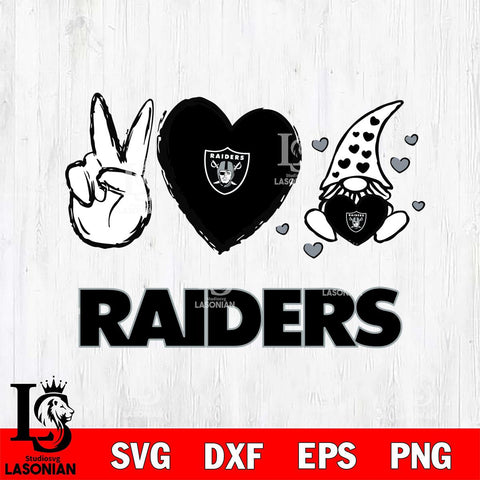Las Vegas Raiders Gnomes Peace & Love Svg Eps Dxf Png File, Digital Download, Instant Download