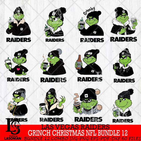 Las Vegas Raiders Grinch Christmas NFL Bundle 12 Svg Eps Dxf Png File,Cricut svg files, Digital Download, Instant Download