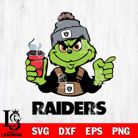 Las Vegas Raiders Grinch with coffee Svg Eps Dxf Png File, Digital Download, Instant Download