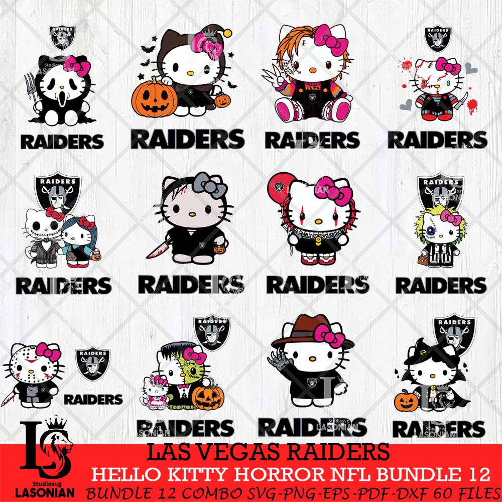 Las Vegas Raiders Hello Kitty Horror NFL Bundle 12 SVG – lasoniansvg