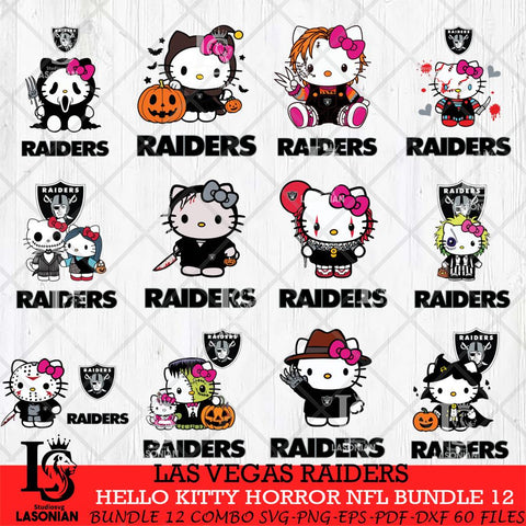 Las Vegas Raiders Hello Kitty Horror NFL Bundle 12 SVG Eps Dxf Png File, NFL svg, Digital Download, Instant Download