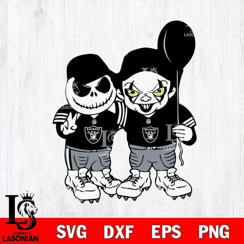 Las Vegas Raiders Jack Skellington And Pennywise Football Svg Eps Dxf Png File, Digital Download, Instant Download