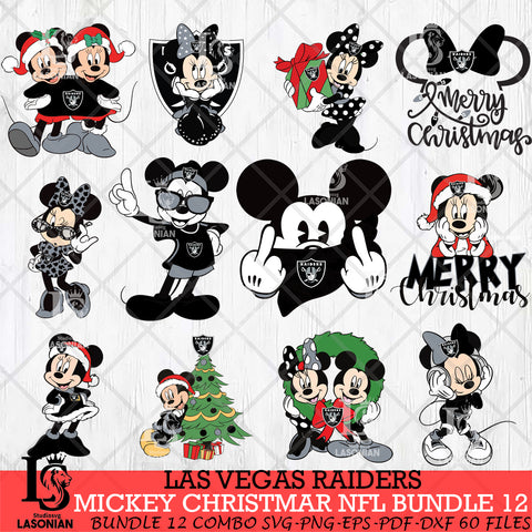 Las Vegas Raiders MICKEY CHRISTMAS NFL Bundle 12 Svg Eps Dxf Png File, Digital Download, Instant Download