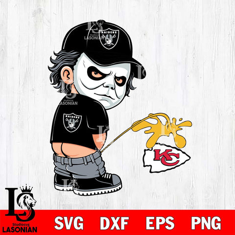 Las Vegas Raiders Michael Myers Piss On Kansas City Chiefs Svg Eps Dxf Png File, Digital Download, Instant Download