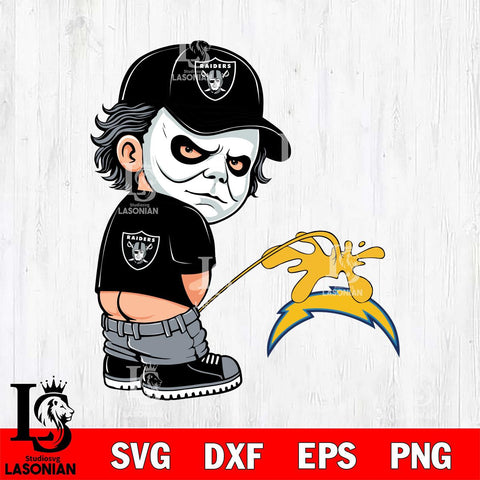 Las Vegas Raiders Michael Myers Piss On Los Angeles Chargers Svg Eps Dxf Png File, Digital Download, Instant Download