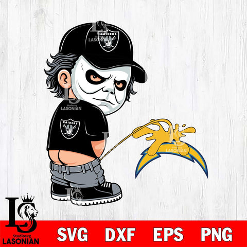 Las Vegas Raiders Michael Myers Piss On Los Angeles Chargers Svg Eps Dxf Png File, Digital Download, Instant Download