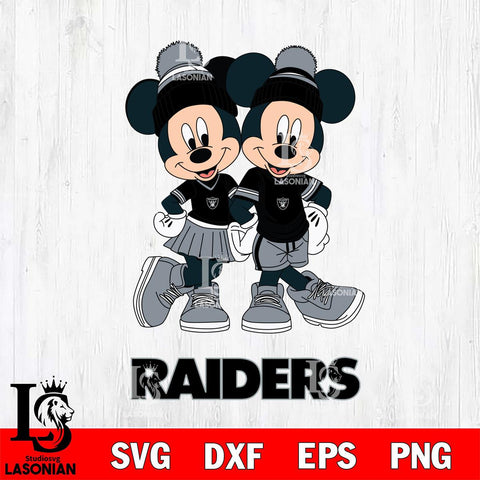 Las Vegas Raiders Mickey And Minnie Mouse Football Svg Eps Dxf Png File, Bundle NFl svg , File Cut , Digital Download , Instant Download, Laser Cut Svg Files